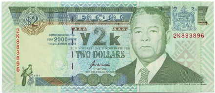 Банкнота 2 доллара. 2000 год, Фиджи. (Миллениум)