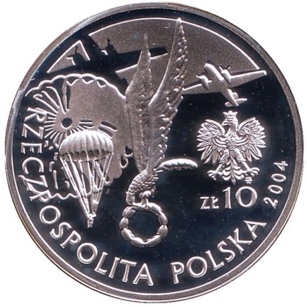 Монета 10 злотых. 2004 год, Польша. Генерал Станислав Сосабовски. Монета 10 злотых. 2004 год, Польша. Генерал Станислав Сосабовски.