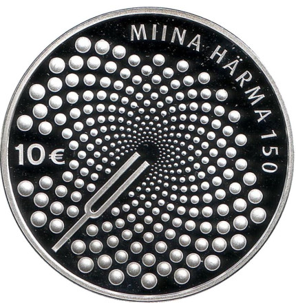 Монета 10 евро. 2014 год, Эстония. 150 лет со дня рождения Мийны Хярмы.