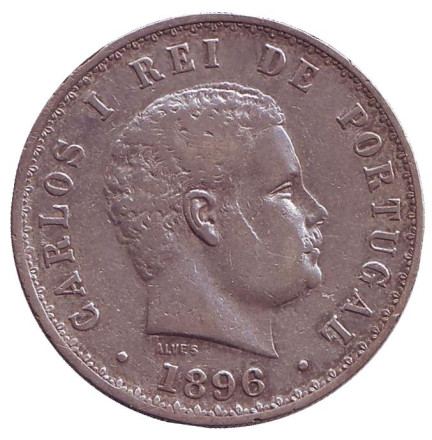 Монета 500 рейсов. 1896 год, Португалия. Карлуш I.