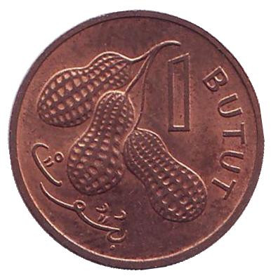Монета 1 бутут. 1971 год, Гамбия. Арахис.