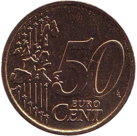 Монета 50 центов. 2002 год, Греция. (Отметка монетного двора: "F") Монета 50 центов. 2002 год, Греция. (Отметка монетного двора: "F")