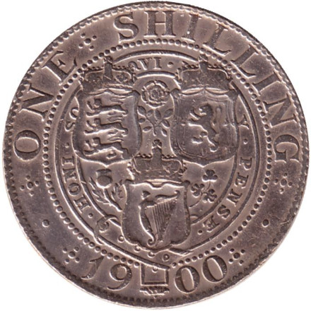 Монета 1 шиллинг. 1900 год, Великобритания. Королева Виктория.
