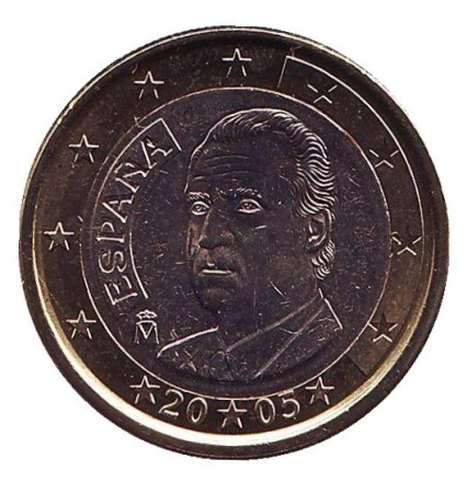 Монета 1 евро. 2005 год, Испания.