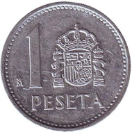 Монета 1 песета. 1988 год, Испания. Монета 1 песета. 1988 год, Испания.