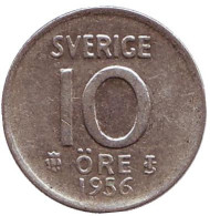 Монета 10 эре. 1956 год. Швеция. Монета 10 эре. 1956 год. Швеция.