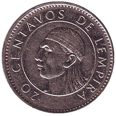 Монета 20 сентаво. 1994 год, Гондурас.