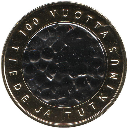 Монета 5 евро. 2008 год, Финляндия. 100 лет науке и исследованиям.