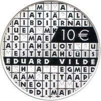 150 лет со дня рождения Эдуарда Вильде. Монета 10 евро. 2015 год, Эстония.