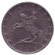 Монета 5 лир. 1975 год, Турция. Монета 5 лир. 1975 год, Турция.