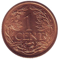 Монета 1 цент. 1965 год, Нидерландские Антильские острова. UNC.