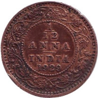Монета 1/12 анны. 1929 год, Индия. 
