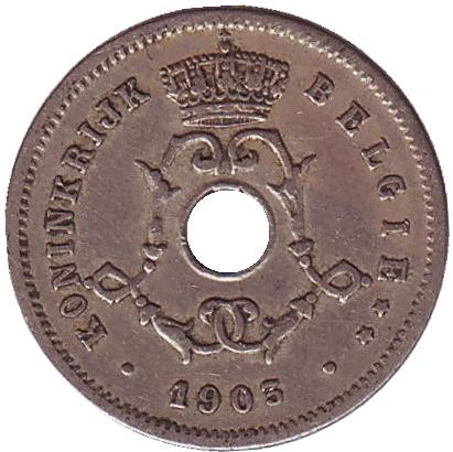 Монета 5 сантимов. 1903 год, Бельгия. (Belgie) Монета 5 сантимов. 1903 год, Бельгия. (Belgie)