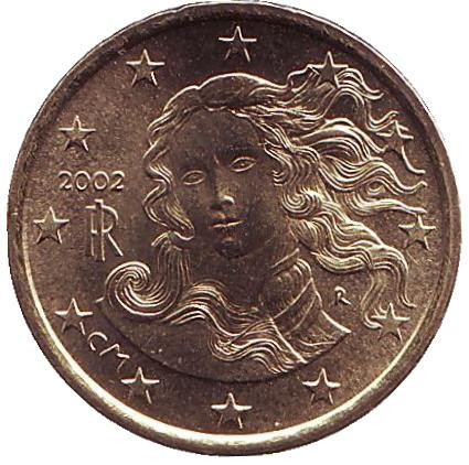 Монета 10 центов, 2002 год, Италия.