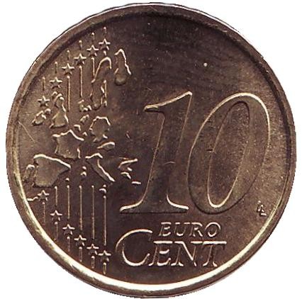 Монета 10 центов, 2002 год, Италия. Монета 10 центов, 2002 год, Италия.