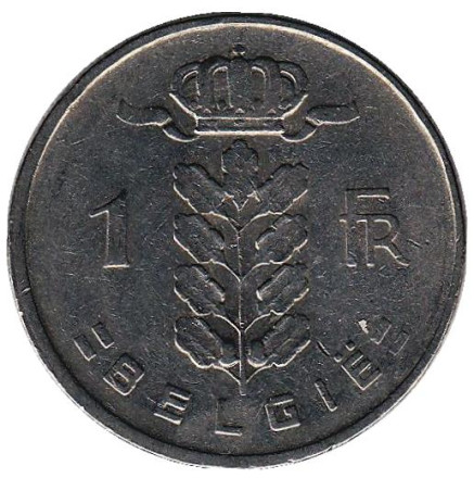 Монета 1 франк. 1957 год, Бельгия. (Belgie)