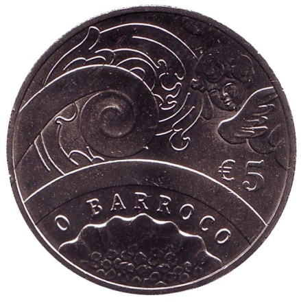 Монета 5 евро. 2018 год, Португалия. Барокко.
