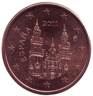 Монета 5 центов. 2011 год, Испания. Монета 5 центов. 2011 год, Испания.
