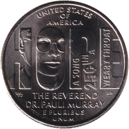 Монета 25 центов. 2024 год (D), США. Паули Мюррей. Серия "Американские женщины".
