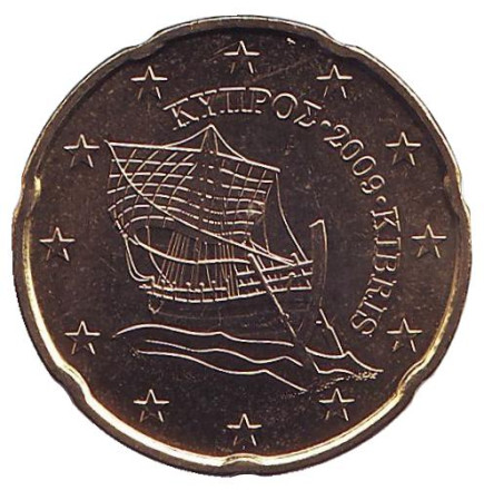 Монета 20 центов. 2009 год, Кипр.