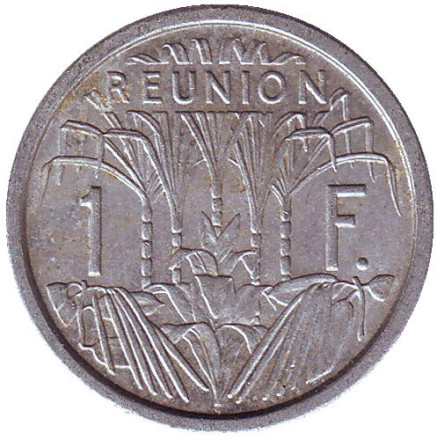 Монета 1 франк. 1971 год, Реюньон. Сахарный тростник.