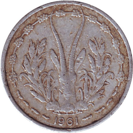 Монета 1 франк. 1961 год, Западные Африканские Штаты.