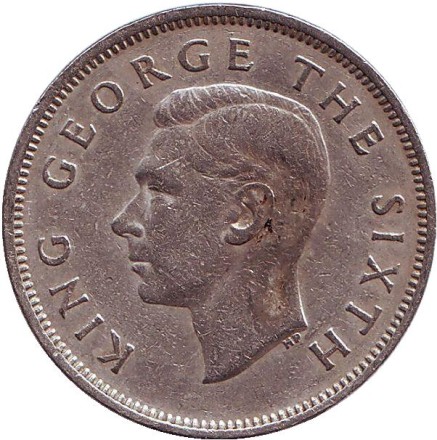 Монета 1 флорин. 1949 год, Новая Зеландия. Киви (птица). Монета 1 флорин. 1949 год, Новая Зеландия. Киви (птица).