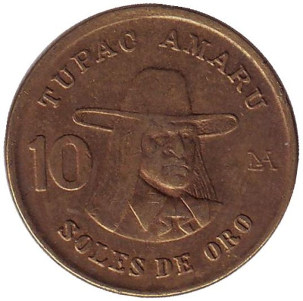 Монета 10 солей. 1979 год, Перу. Тупак Амару.