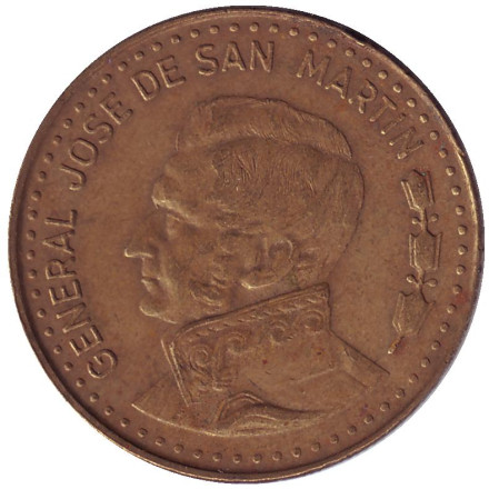 Монета 100 песо. 1980 год, Аргентина. (Магнитная) Генерал Хосе де Сан-Мартин.