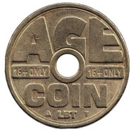 Age coin. 16+ only. Возрастной контроль. LBT. Торговый жетон для покупки табачной продукции. Нидерланды. Age coin. 16+ only. Возрастной контроль. LBT. Торговый жетон для покупки табачной продукции. Нидерланды.