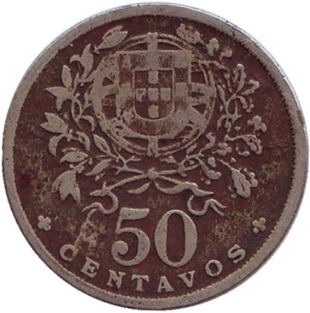 Монета 50 сентаво. 1931 год, Португалия. Монета 50 сентаво. 1931 год, Португалия.
