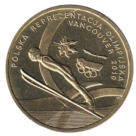 Монета 2 злотых, 2010 год, Польша. XXI Зимние Олимпийские игры в Ванкувере (2010 год).