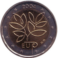 Расширение Европейского Союза. (Вступление в Европейский союз 10-ти новых государств). Монета 2 евро, 2004 год, Финляндия.