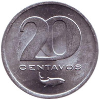 Рыба. Монета 20 сентаво. 1977 год, Кабо-Верде.