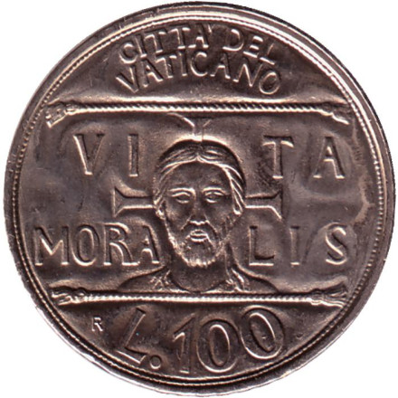 Монета 100 лир. 1993 год, Ватикан. Нравственная жизнь.