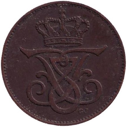 Монета 2 эре. 1909 год, Дания. Монета 2 эре. 1909 год, Дания.