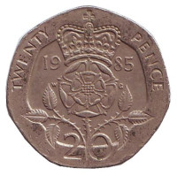 Монета 20 пенсов. 1985 год, Великобритания. 