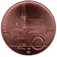 Монета 10 крон, 2014 год, Чехия. Брно. Монета 10 крон, 2014 год, Чехия. Брно.