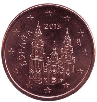 Монета 5 центов. 2013 год, Испания. Монета 5 центов. 2013 год, Испания.