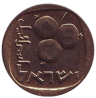 Монета 5 агор. 1967 год, Израиль. UNC. Гранат.