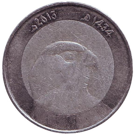 Монета 10 динаров. 2013 год, Алжир. Сокол.