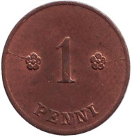 Монета 1 пенни. 1921 год, Финляндия. Монета 1 пенни. 1921 год, Финляндия.