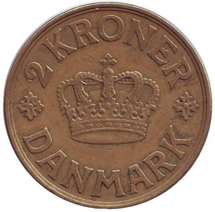 Монета 2 кроны. 1940 год, Дания. Кристиан X.