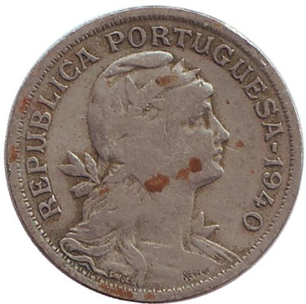 Монета 50 сентаво. 1940 год, Португалия.