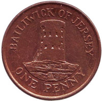 Башня в Ле-Хок. Монета 1 пенни. 2006 год, Джерси. 