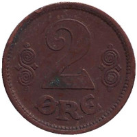 Монета 2 эре. 1914 год, Дания.