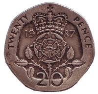 Монета 20 пенсов. 1987 год, Великобритания. 