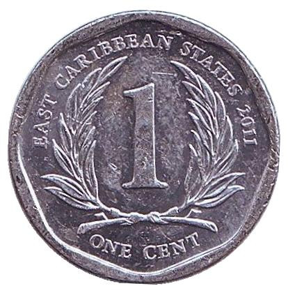 Монета 1 цент. 2011 год, Восточно-Карибские государства.
