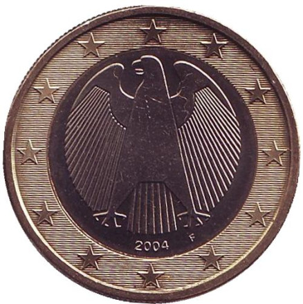 Монета 1 евро. 2004 год (F), Германия.