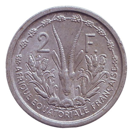 Монета 2 франка. 1948 год, Французская Экваториальная Африка.